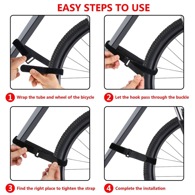 SANNIX Bike Rack Straps, Adjustable Bike Wheel Stabilizer Straps Bike Rack Strap with Hook Road Bike Bicycle Accessories for Camping Equipment Yoga Mats - Image 4